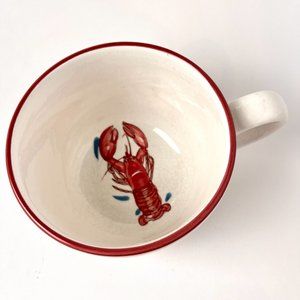 Adorable Large Mug/Soup Mug with Stripes and Lobster